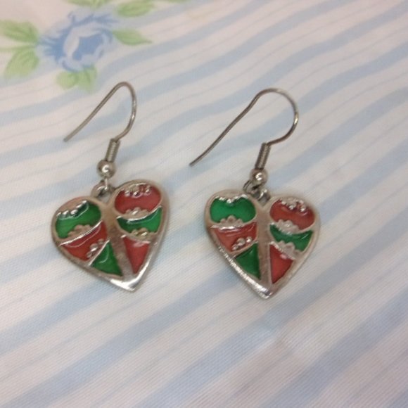 Stained Glass Heart Dangle Pierced Earrings - Picture 4 of 7